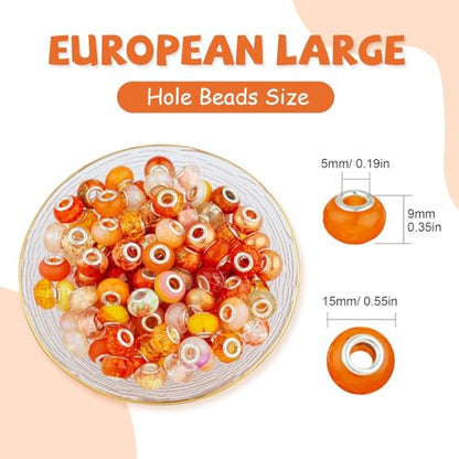 Orange Mix Large Hole Beads (100 Count)
