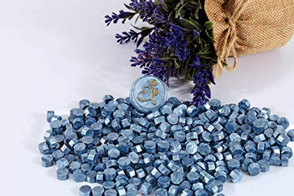 360 Pcs Blue Sealing Wax Beads Set for Wax Seal Stamp with Candles and Melting Spoon