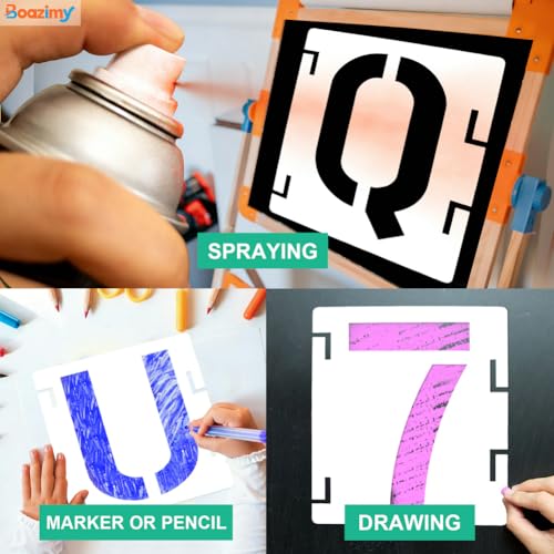 7 Inch 42 Pcs Reusable Letter Number Symbol Stencils (42 Count)
