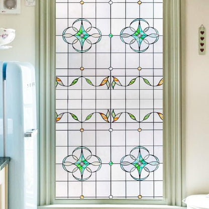 3D Stained Glass Window Privacy Film Decorative Non