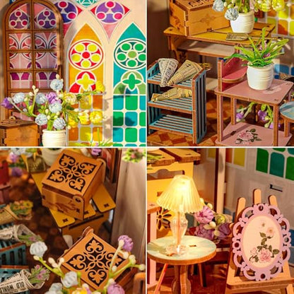 Book Nook Kit for Adult Teen Miniature Garden House with LED Light