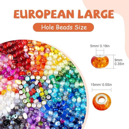 Rainbow Large Hole Beads (200 Count)