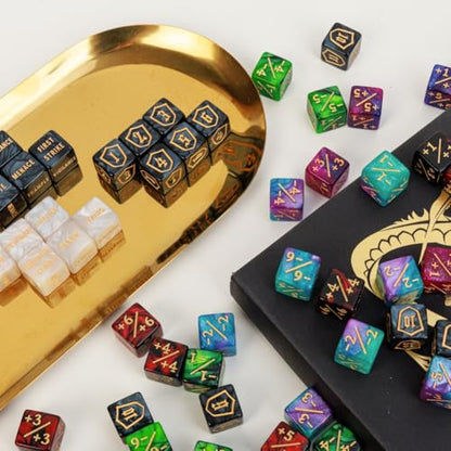 Color MTG Counter Dice Set Keyword Shield Life Counters with Dice Storage Bag for MTG TGG Table Games (72 Count)