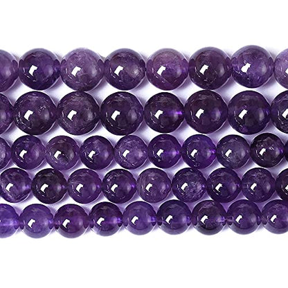 10mm 38pcs Natural Amethyst AAAAA Purple Crystal Quartz Beads Gemstones Round Stone Beads for Jewelry Making DIY Women's Bracelet Necklace Earrings (16 Count)