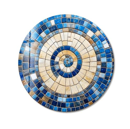 10''(25cm) Diameter Coastal Sunburst Beige & Blue Round Glass Wall Art Tempered Glass Printing Wall Decor Large Wall Art Wall Hangings