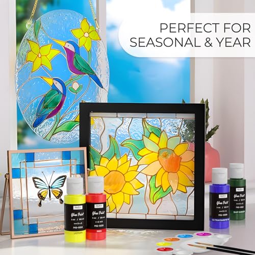 30 Colors Stained Glass Paint Set (30 Fl Oz)