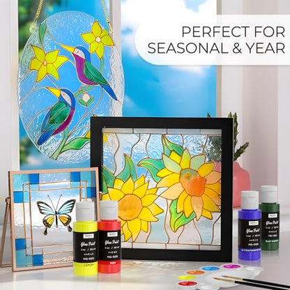 30 Colors Stained Glass Paint Set (30 Fl Oz)