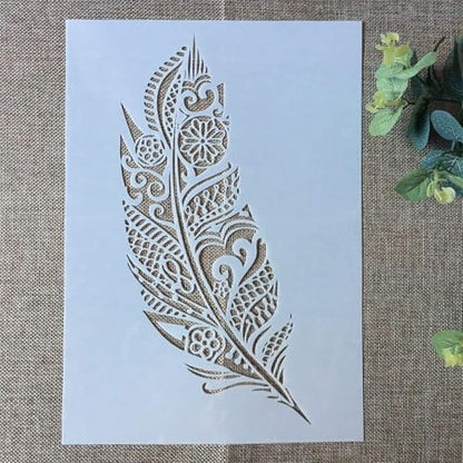 A4 Reusable Mandala Feather Stencil for Painting