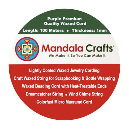 1mm Purple Cotton Waxed Cord for Jewelry Making (327 Foot)