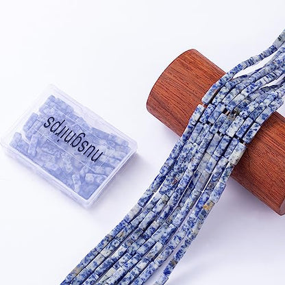 Natural Blue Sodalite Rectangle Tube Beads 4x13mm 38cm (28 Count)