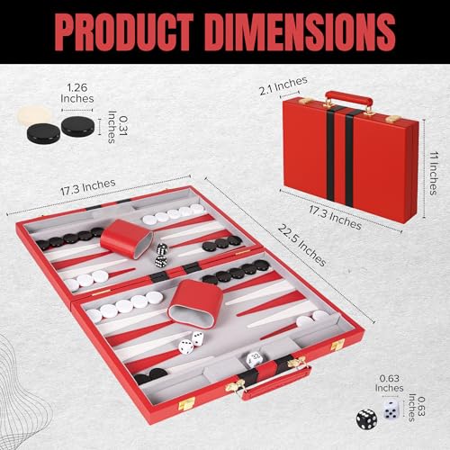 Premium Backgammon 18" Large Red