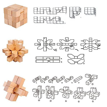 9pcs Wooden Brain Teaser Puzzles (9 Count)