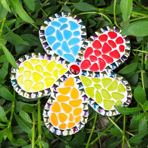 454g (1 LB) Ceramic Mosaic Tile for Crafts Bulk Mini Pebbles Glass Mosaic Tile Supplies, Petal Irregular Broken Ceramic Tiles for Mosaics Craft Kits Green Mix (OP300) (220 .)