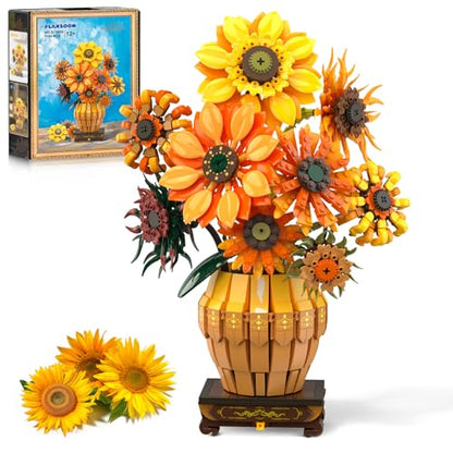 Sunflower Building Set with Light Vase Base