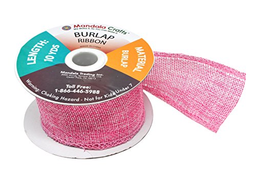 2 Inch Wide Pink Burlap Ribbon for Crafts
