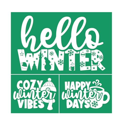 Cozy Christmas Stencil Reusable Self Adhesive Silk Screen Stencil Chalk Paste Stencil Crafts on Wood