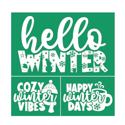 Cozy Christmas Stencil Reusable Self Adhesive Silk Screen Stencil Chalk Paste Stencil Crafts on Wood