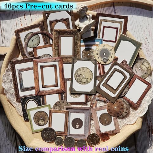 Vintage Junk Journal Items Kit Pre Cut Paper Cards Cutout Cardstock Art Aesthetic Decor Hollow Out Craft Elements Small Embellishments Supplies for Adults Scrapbook Pack