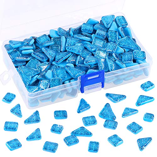 1 Pound Seablue Shine Crystal Series Mosaic Tiles Assortment Kit (15.87 Ounce)