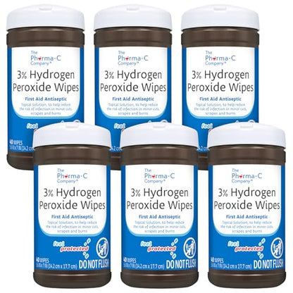 3% Hydrogen Peroxide Wipes 40 Count Canister [6 pack] (240 Count)