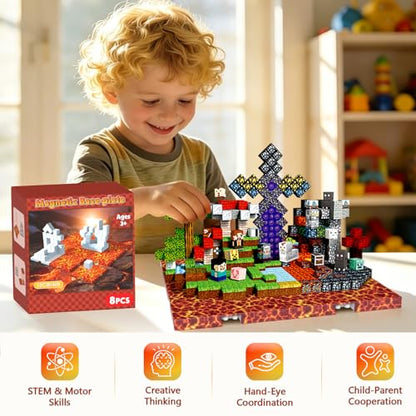 8PCS 4" x 4" Magnetic Building Block Base Plates for Kids (8 Count)