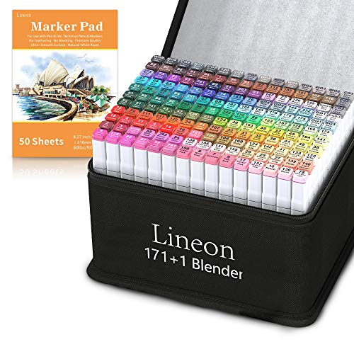 172 Colors Alcohol Based Dual Tip Art Markers (172 Count)