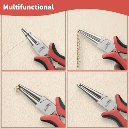 5 Piece Round Nose Pliers Set for Jewelry Making and Wire Wrapping (5 Count)