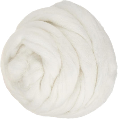 PATIKIL Wool Roving Yarn, 80G/2.82OZ Soft Felting Wool Pure Chunky Roving Yarn Bulk for Needle Felting Knitting Blanket Spinning Weaving DIY Craft, White