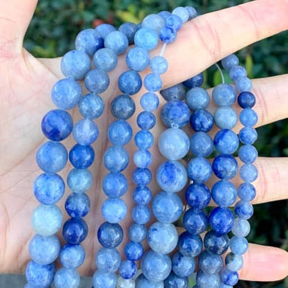 45pcs Adabele Natural Blue Aventurine Gemstone 8mm Round Beads (46 Count)
