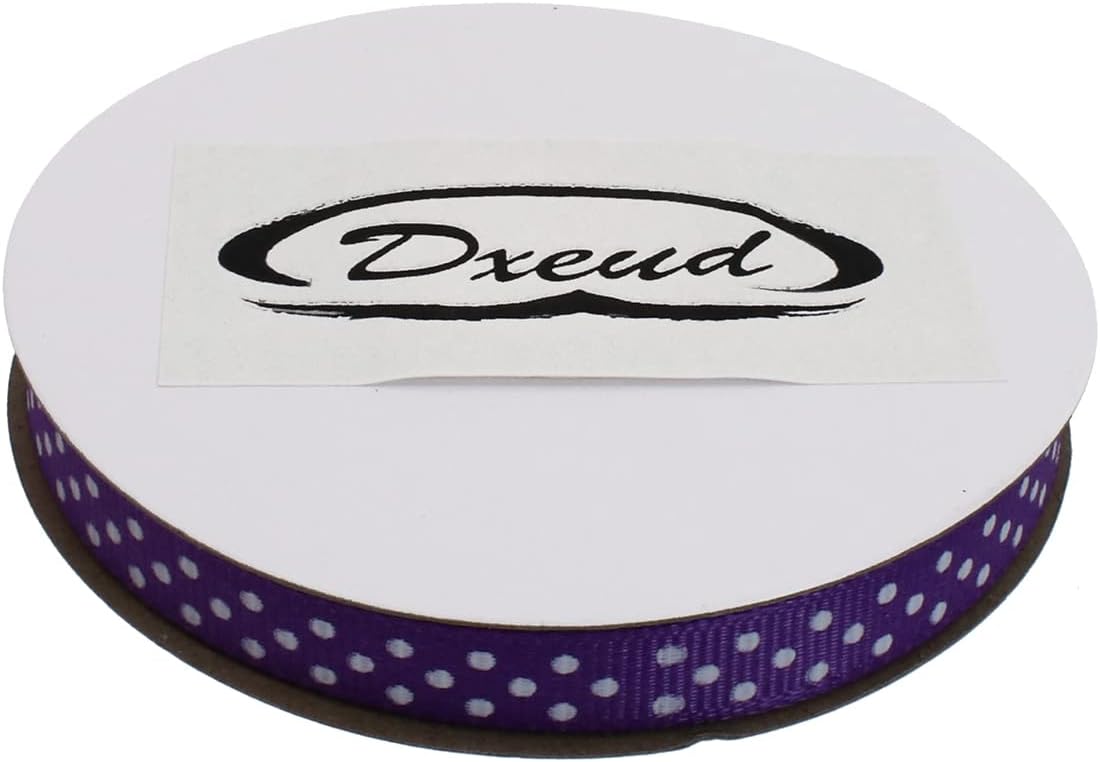 Polka Dot Grosgrain Ribbon 25 Yard Each Roll 100% Polyester (3/8", Purple) - Crafty Corner