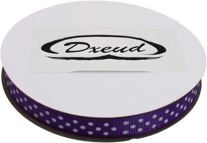 Polka Dot Grosgrain Ribbon 25 Yard Each Roll 100% Polyester (3/8", Purple) - Crafty Corner