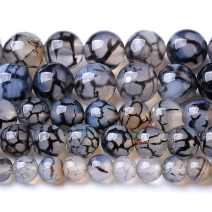 4MM Black Dragon Vein Agate Stone Beads Natural Gemstone Round Loose Beads for Jewelry and Bracelets Making 88pcs 1 Strands 16"