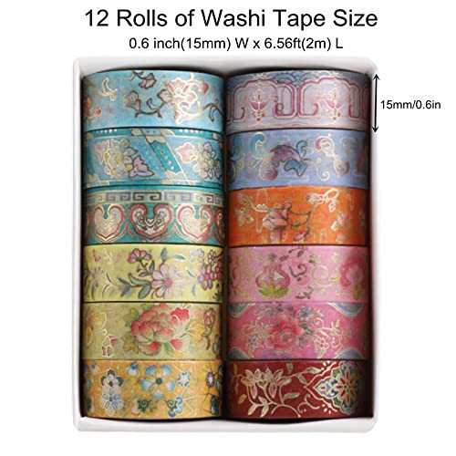 12 Rolls Vintage Washi Tape Set (12 Count)