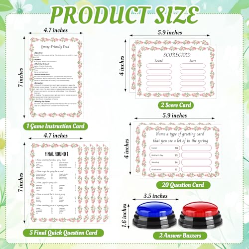 Spring Friendly Feud Game with 2 Answer Buzzers for Party Office (30 Count)