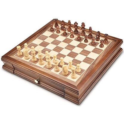 12.8" x 12.8" Magnetic Wooden Chess Set with 2 Built