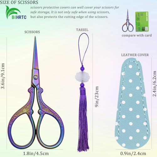 Sewing Embroidery Scissors with Cover Tassel Sharp Stainless Steel Tip Scissor Dressmaker Shears Crane Sewing Scissors for Thread Cross