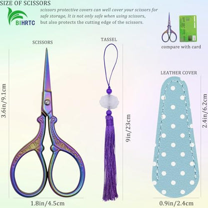 Sewing Embroidery Scissors with Cover Tassel Sharp Stainless Steel Tip Scissor Dressmaker Shears Crane Sewing Scissors for Thread Cross