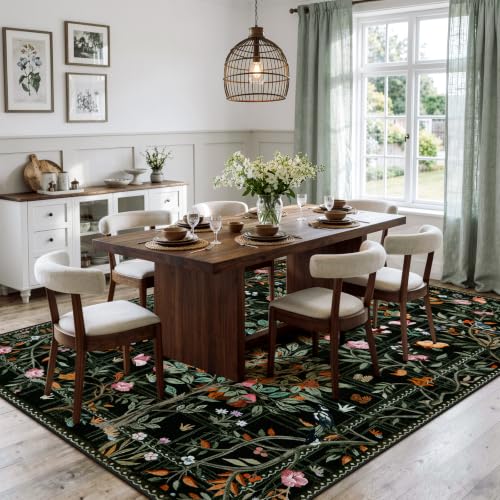 Black Boho 8x10 Area Rugs for Living Room