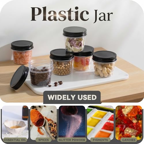 4 oz Plastic Small Mason Jars and Small Plastic Jars with Lids (40 Count)