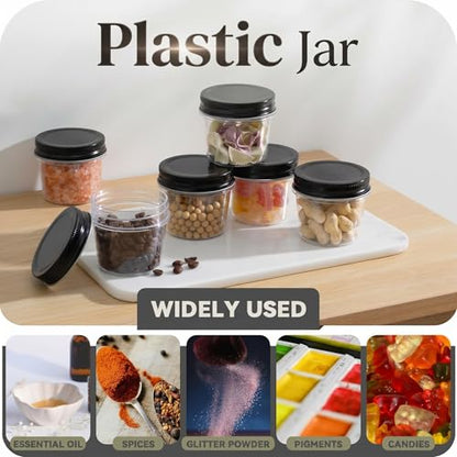 4 oz Plastic Small Mason Jars and Small Plastic Jars with Lids (40 Count)