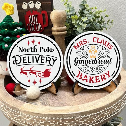 Small Christmas Stencils for Crafts Reusable 4" Vintage Christmas Stencil (25 Count)