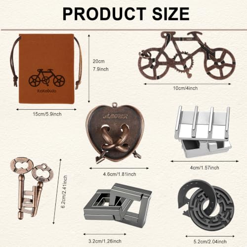9pcs Metal Puzzle for Adult Disentanglement Puzzles Lock Gift for Adults (72 Count)