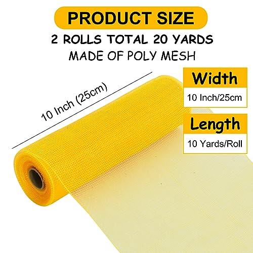 2 Rolls 10 Inch Yellow Decorative Mesh Ribbbon Rolls (60 Foot)
