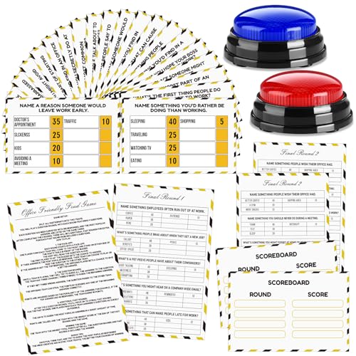 Office Party Friendly Feud Game with 2 Answer Buzzers for Work (32 Count)