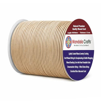 1.5mm Natural Waxed Cord (327 Foot)