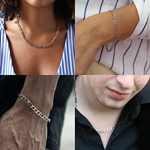 16ft Figaro Chain Roll 6mm Silver Stainless Steel Necklace Chain for Jewelry Making