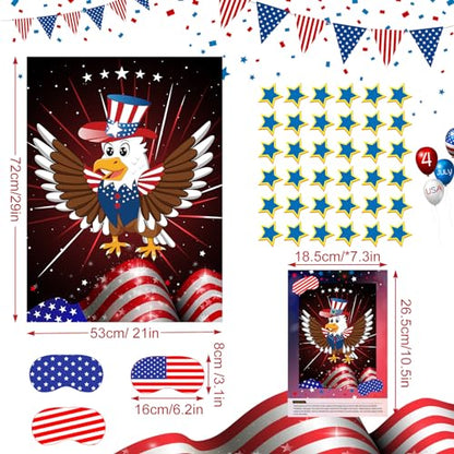 4th of July Patriotic Party Game for Kid Pin The Tail on The Eagle