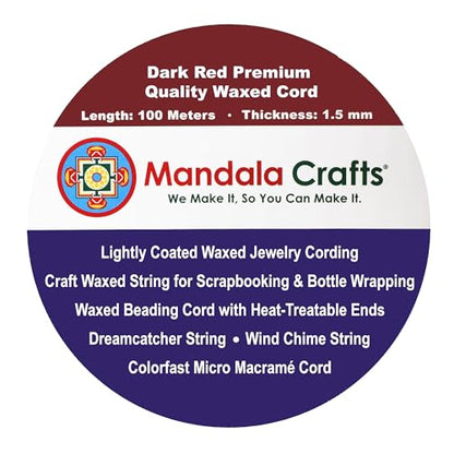 1.5mm Dark Red Waxed Cord (327 Foot)