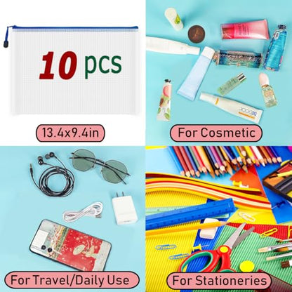 10 Pcs Zipper File Bags (10 Count)