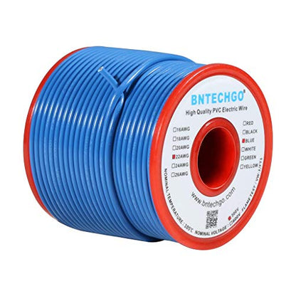 22 Gauge PVC Solid Electric Wire Blue 100 ft Hookup Wire